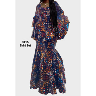 African Ankara Maxi Skirt Set -:2 piece set