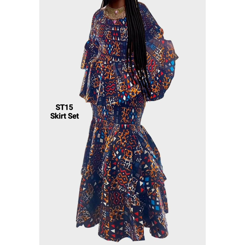 African Ankara Maxi Skirt Set -:2 piece set – Alkebulan Lifestyle