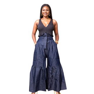 Wide Leg Palazzo Pants Denim