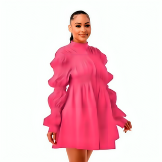 Puff Sleeve Flared Dress