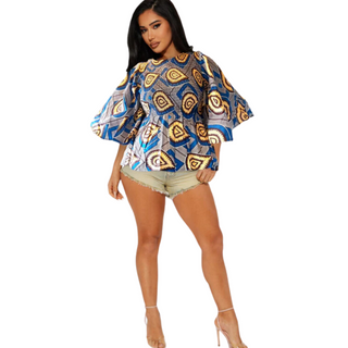 African Printed Smocked Top