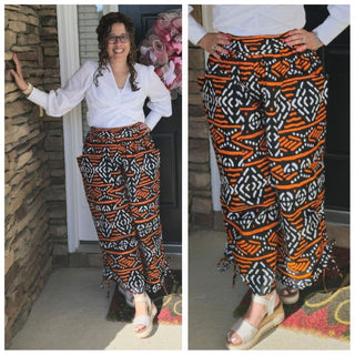 African Print Palazzo Pants with Head Scarf