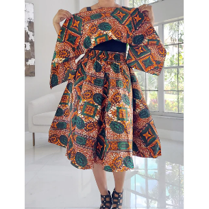 African Printed Midi Skirt  - Free size- STRETCH FITS M TO 3XL