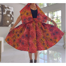 African Printed Midi Skirt  - Free size- STRETCH FITS M TO 3XL