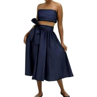 Blue Denim Mid Length Middi Skirt - Blue Denim