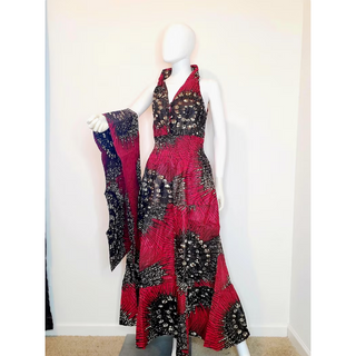 African Ankara Style Print Long Smocked Maxi Sundress