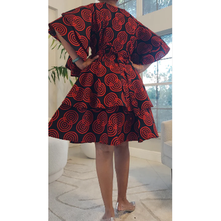 Ankara Style Knee Length Skirt with Sash / Skirt Blouse Set