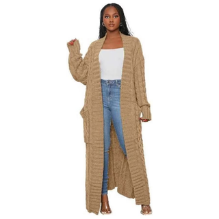 Elegant Casual Cardigan Knit Duster Long Sweater with Pockets