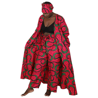 African Print Ankara Style Kimono Kaftan Two Piece Pant Set