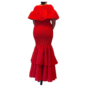Long Smocked Red Mermaid Dress