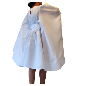 Silk Dress With Wings Poncho Dress white