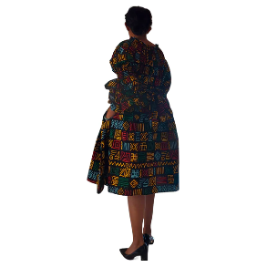 African Ankara Print Off Shoulder Midi Dress