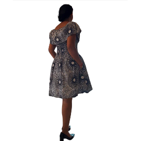 African Ankara Print Short Ruffled Midi Dress