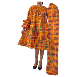African Ankara Print Off Shoulder Midi Dress