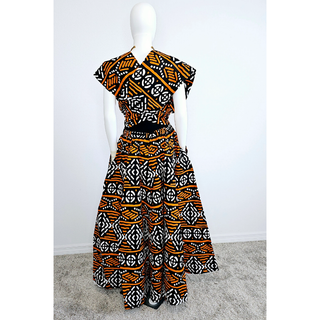 African Print Ankara Infinity Skirt with Pockets and Headwrap/Sash