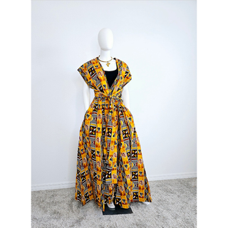 African Print Ankara Infinity Skirt with Pockets and Headwrap/Sash