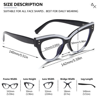 Women Oversized Cat Eyeglasses / Clear Lens / Fashion Black Optical Frames