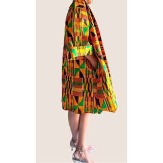 African Print Ankara Style Kimono Kaftan Short Set Kente
