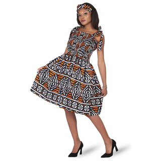 Smocked Ankara Flounce Dress