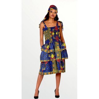 Smocked Ankara Flounce Dress