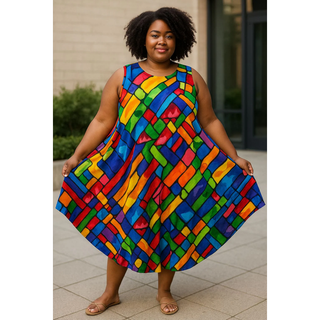Vibrant Colorful Umbrella Dress