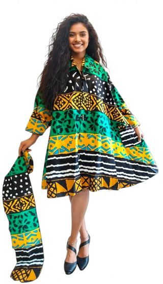 Tribal Print Tunic Midi Dress
