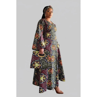 Ankara Wrapped Maxi Dress with Pocketbook