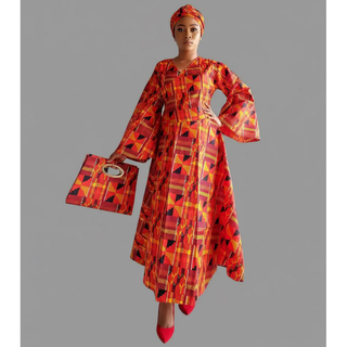 Ankara Wrapped Maxi Dress with Pocketbook