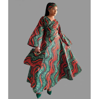 Ankara Wrapped Maxi Dress with Pocketbook