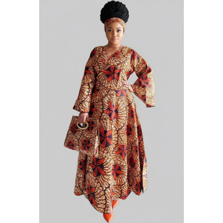 Ankara Wrapped Maxi Dress with Pocketbook