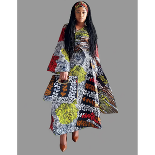 Ankara Wrapped Maxi Dress with Pocketbook