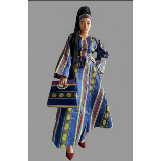 Ankara Wrapped Maxi Dress with Pocketbook