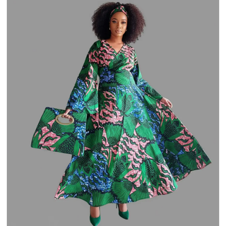 Ankara Wrapped Maxi Dress with Pocketbook