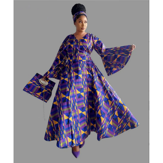 Ankara Wrapped Maxi Dress with Pocketbook