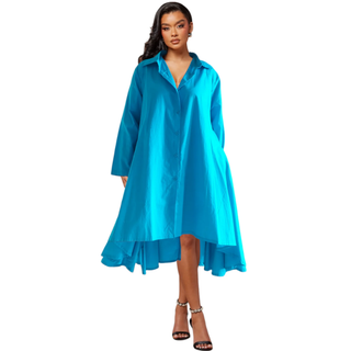 Button Up High Low Dresses