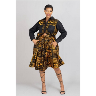 Ankara Style 28 inch Skirt Blouse and Headwrap Set - Top Sold Separately - One Size Fits S to 3XL
