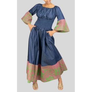 Ankara Denim Maxi Dress