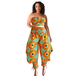 African Print Harem Pants and Scarf Set