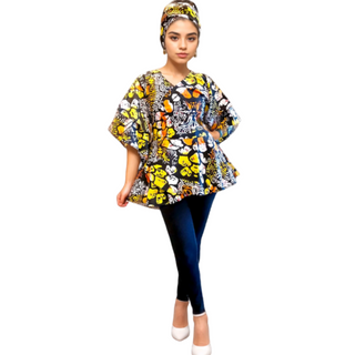 Ankara Print Wrap Blouse Top