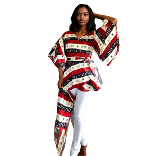 Ankara Print Wrap Blouse Top