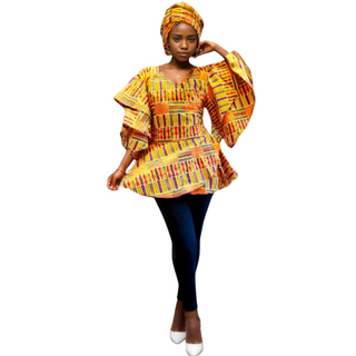 Ankara Print Wrap Blouse Top