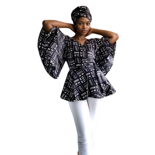 Ankara Print Wrap Blouse Top