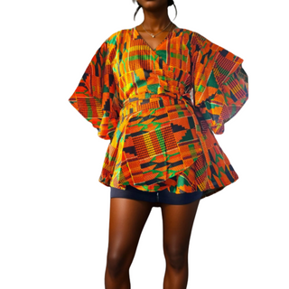 Ankara Print Wrap Blouse Top