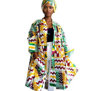 Ankara Print Tunic Midi Dress