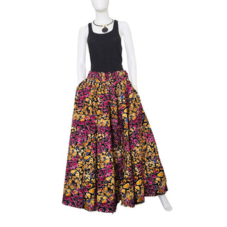African Ankara Print Maxi Skirt with pockets and Headwrap Set