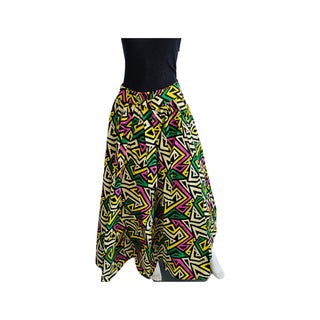 African Print Maxi Skirt with Pockets and Headwrap
