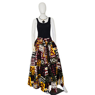 African Print Maxi Skirt with Pockets and Headwrap