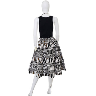 African Ankara Print Midi Skirt with Pockets and Headwrap/Sash