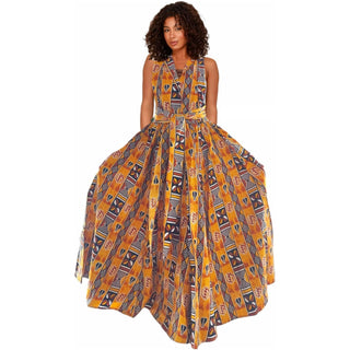 African Print Ankara Infinity Skirt with Pockets and Headwrap/Sash