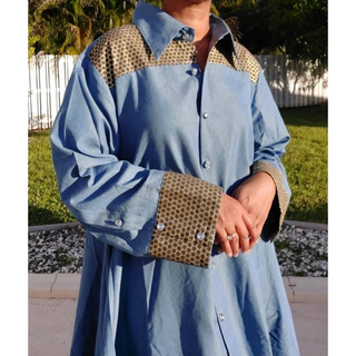 African Woman Long Tunic Maxi Dress / One Size Fits M - 2XL